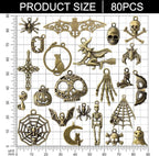 Hicarer 80 Pieces Antique Silver Pendants Charms Pendants Gothic Jewelry Making - Image 2