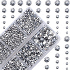 4000Pcs Mixed Size Hot Fix Round Crystals Gems Glass Stones Hotfix Flat Back by MASSIVE+BEADS