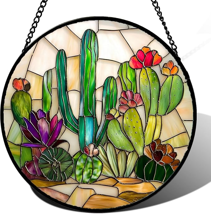 DASTOLL Stained Glass Window Hanging, and Mom 14.9x14.9 in by DASTOLL