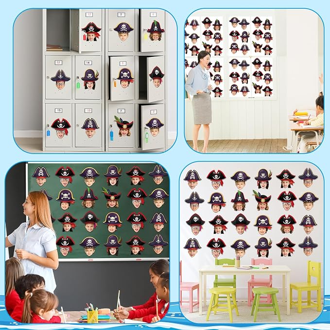 gisgfim 80Pcs Pirate Cutouts Adventure Decorations Bulletin Board Skull Hat - Image 6