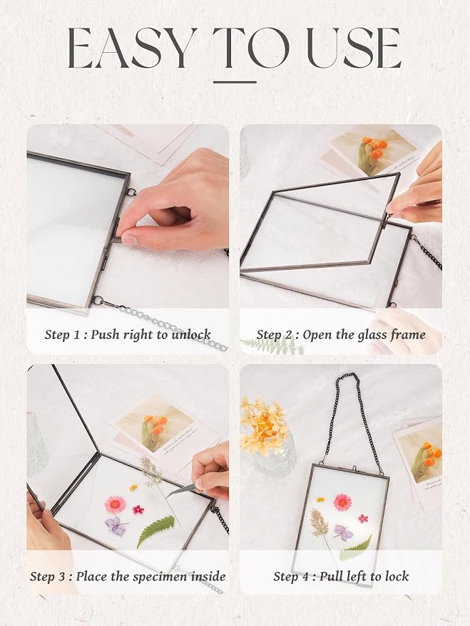 REDHUGO Hanging Pressed Flower Frames, Double Glass Floating Picture Frame - Image 8