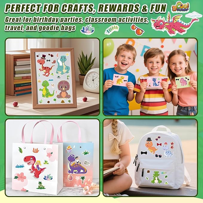 42 Sheets Create Funny Dinosaur Stickers, Make a Face Stickers - Image 7