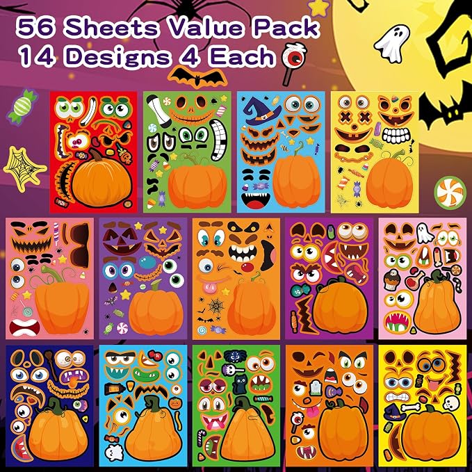 56 Sheets Halloween Pumpkin Stickers - Image 4