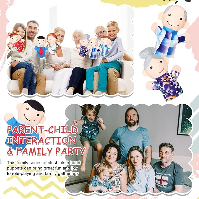 6 Pcs Family Style Hand Puppets Soft Plush Puppet Family Members Cute Hand Toys - Image 5