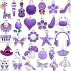 Silver-Tone Enamel Charms Set for DIY Jewelry Making by Anjulery