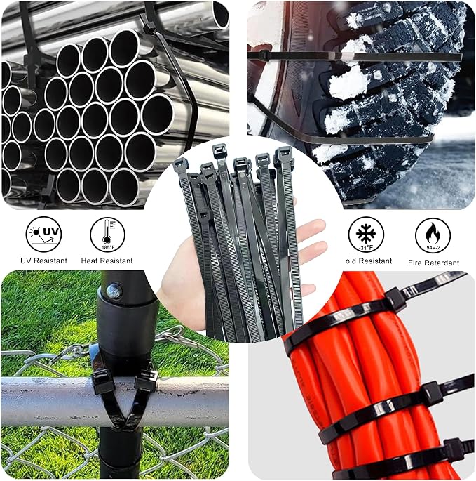 200lb Zip Ties Heavy Duty 18 Inch 70pcs, Large Black Cable Tie, Thick Heat - Image 4