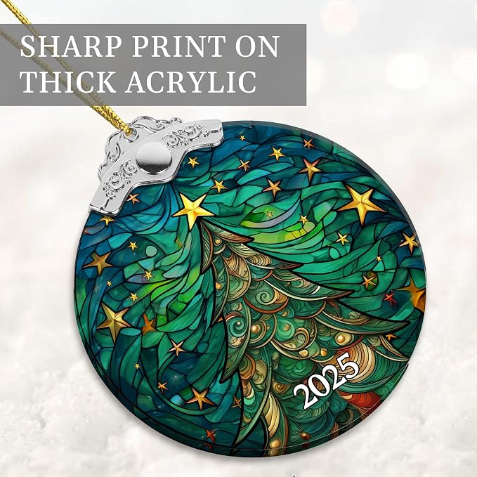 Christmas Ornaments 2025 Faux Stained Glass Effect, Christmas Tree Ornaments - Image 6