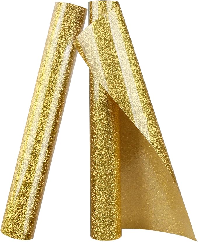 TORC Gold Glitter HTV Heat Transfer Vinyl 2 Rolls Iron on Vinyl by TORC