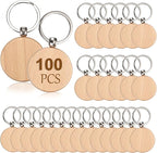 JUXYES 100 PCS Unfinished Wooden Keychain Blanks by JUXYES