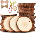SENMUT Wood Slices 30 Pcs 3.1-3.6inch Natural Rounds Unfinished Wooden Circles by SENMUT