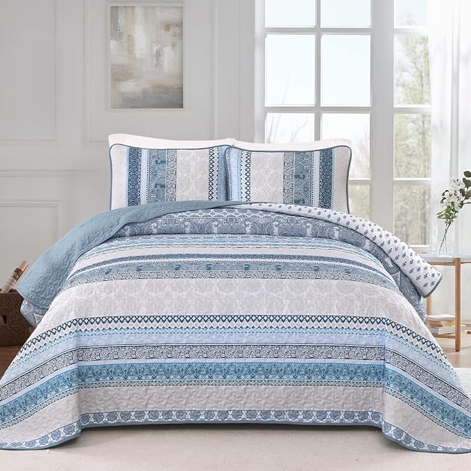 WONGS BEDDING Boho Quilt Set Queen Size, Lightweight Bedspread Coverlet Bedding by WONGSBEDDING