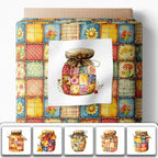 Patchwork Honey Jar Cotton Fabric Panel – 6 Designs + Bonus Sheet 29.5×19.6 inch - Image 2