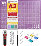 Mandala Crafts Self-Healing Cutting Mat Set – 12" x 18" A3 Purple Pink by MandalaCrafts
