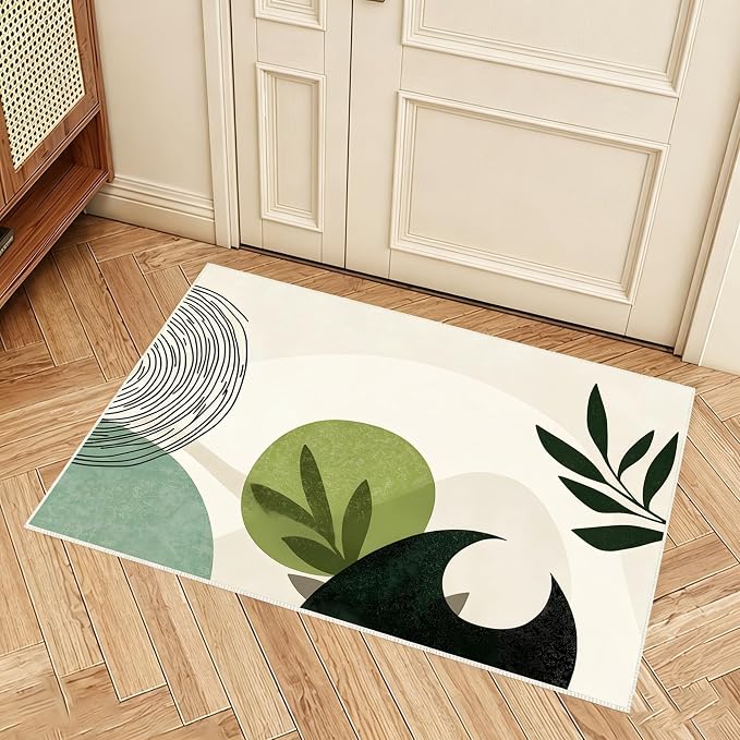 Modern Abstract Plant Area Rug 15.7 x 23.6 Inches, Faux Cashmere Door Mat - Image 3