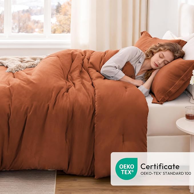 Love's cabin Terracotta Full Comforter Set, 3-Piece Prewashed Bed Set - Image 5