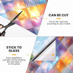 Stained Glass Window Privacy Film: Non-Adhesive Sun and Landscape Mosaic Design - Image 6