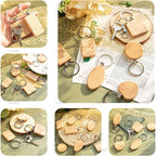 AUEAR, Blank Wooden Key Chain Wood Keychain Key Ring Key Tags Personalized EDC - Image 6