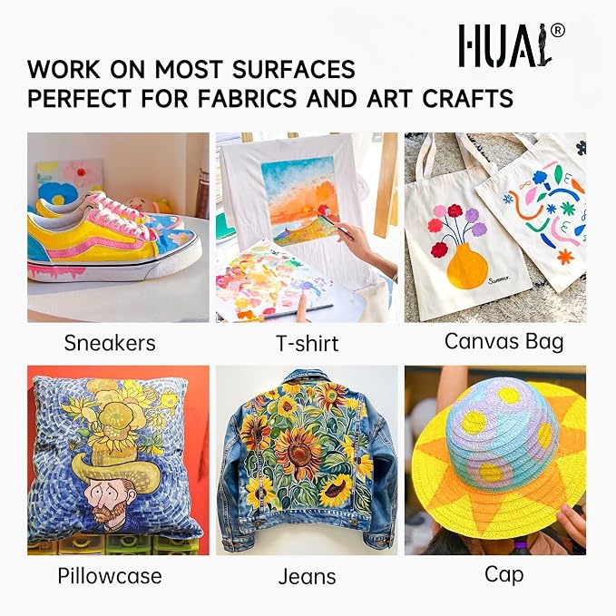 HUAL Fabric Paint Set for Clothes, 12 Colors Textile Paint - Image 5