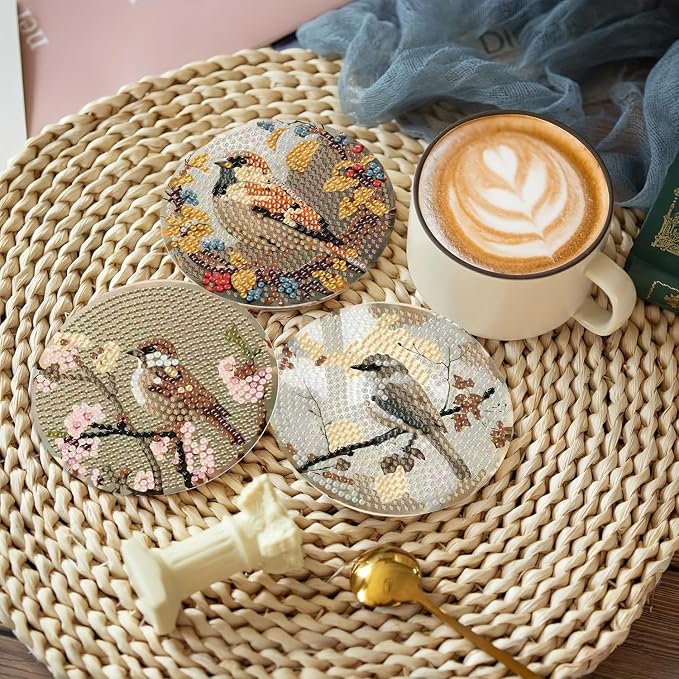 Clendo 8 PCS Bird Diamond Art Coaster Kits - Image 6