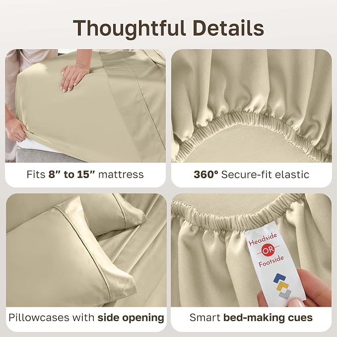 California Design Den Soft 100% Cotton Bed Sheets Split King Size Set, 400 TC - Image 6