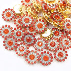 14mm 150pcs Crystals Orange Red Glass Gems Sew on Rhinestones, Metal Base Claw by Unknown