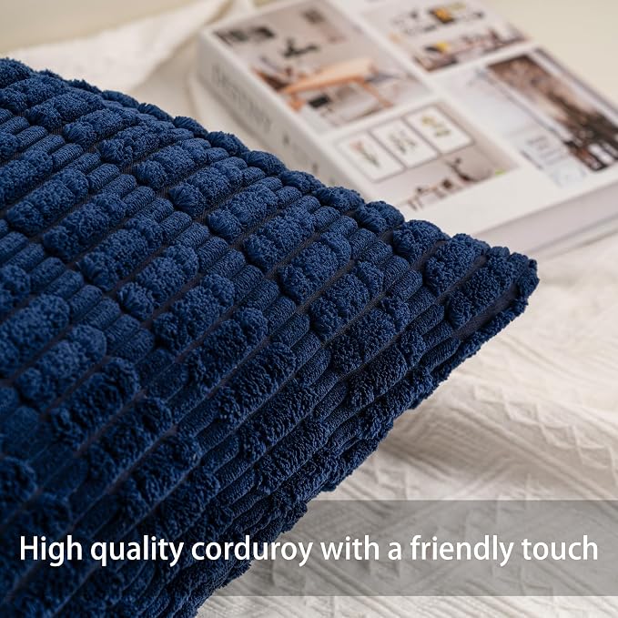 Aegero Pack of 2 Corduroy Decorative Throw Pillow Covers 20x20 InchSoft Boho - Image 2