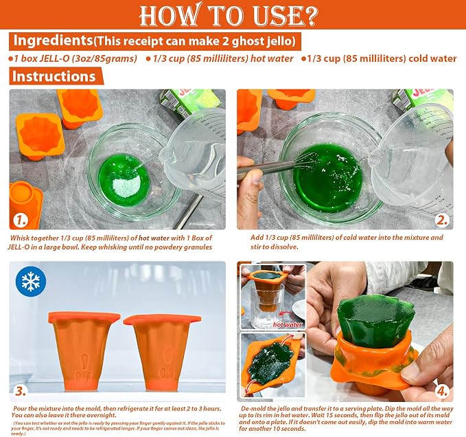 Kamehame Giant Ghost Silicone Mold, 8 Packs Ghost Jello Molds Halloween - Image 5