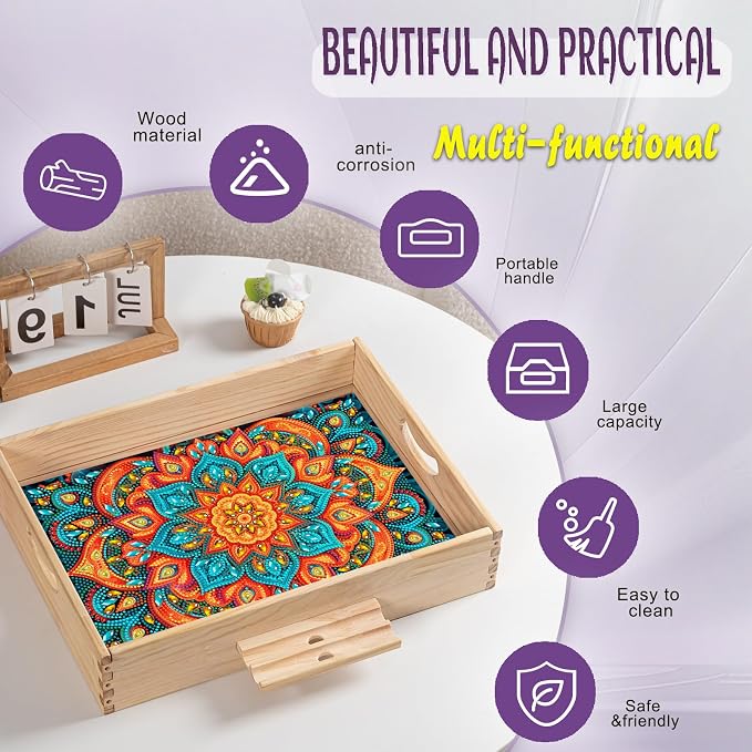 EWJRNSF Diamond Art Kits for Adults Wooden Serving Trays - Image 4