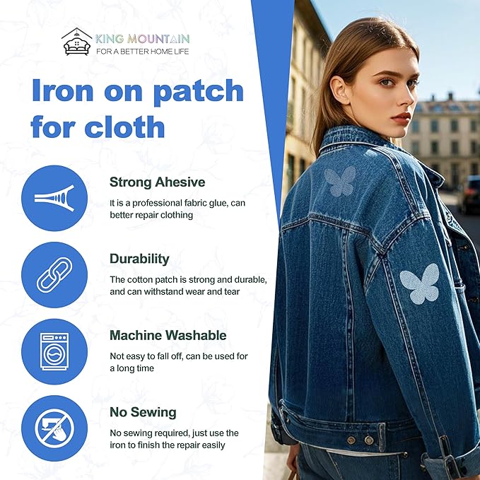 Iron on Patches for Clothes, 20 Pieces Denim Patches for Inside Jeans 3.7" by - Image 2