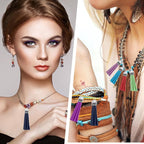 120 Pack Leather Keychain Tassels Charms Silver White Cap Multicolor Tassels - Image 5