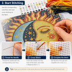 WYBQFDJ Sunflower Sun & Moon Beginner Cross Stitch Kit, 11.8 x 15 in | - Image 4
