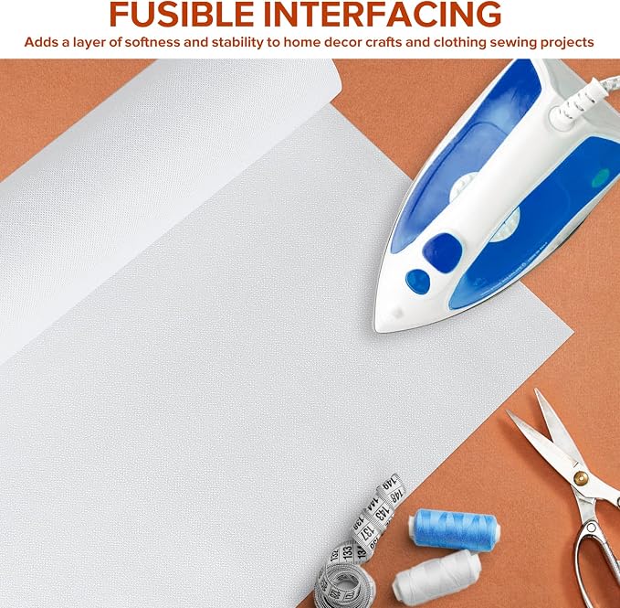 ZOMONETI Heavy Weight 17.5in x 10yd White Iron On Non-Woven Fusible Interfacing - Image 6