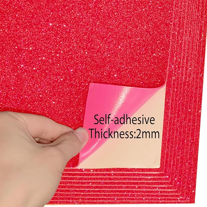 SALEMAR Red Sticky Glitter Foam Sheets - Image 3