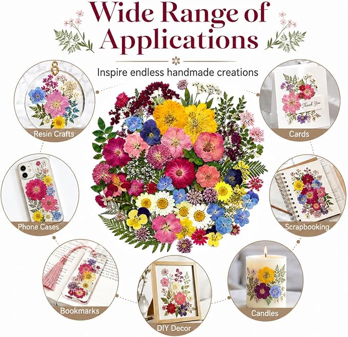 180 pcs Dried Flowers for Resin, Natural Flowers and Leaves Kit - Image 8