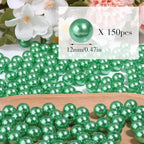 150pcs Christmas Green 12mm Pearl Beads - Image 2