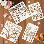 6pcs Tree Leaves Stencil for Painting Birds Branches Painting Crafts Template - Image 5