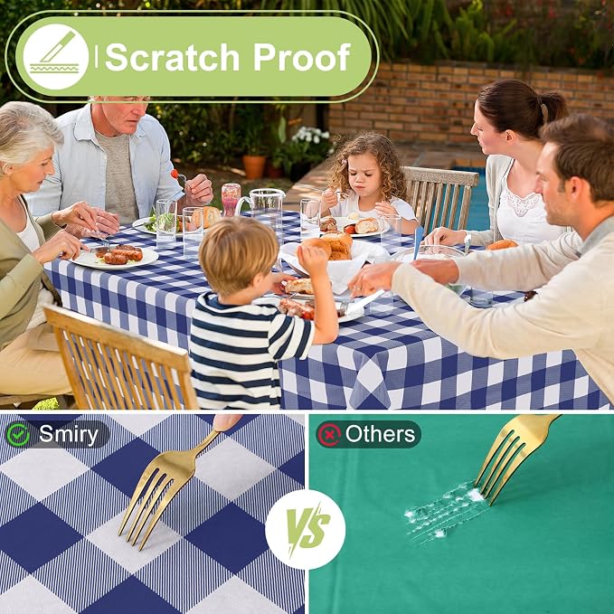 Smiry Square Table Cloth, Waterproof Vinyl Tablecloth - Image 5