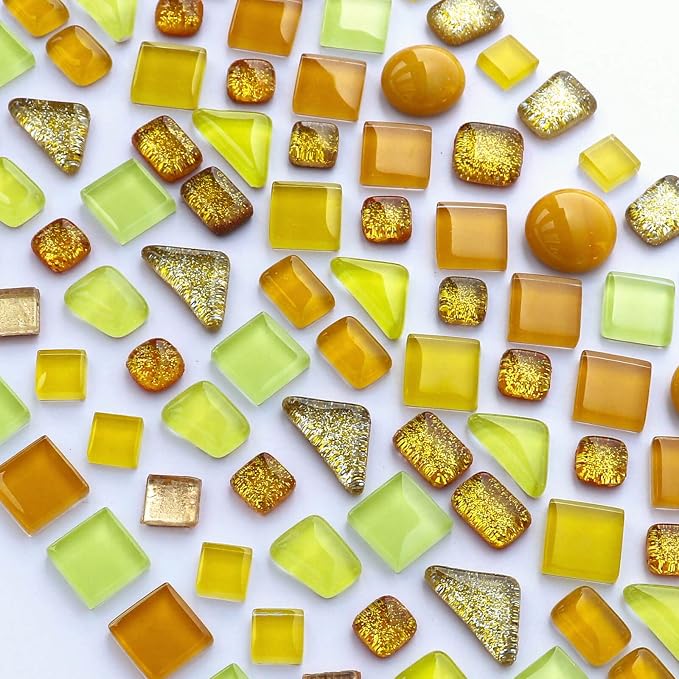 LITMIND Assorted Gold Yellow Irregular Crystal Mosaic Tiles, 9oz Value Pack by LITMIND