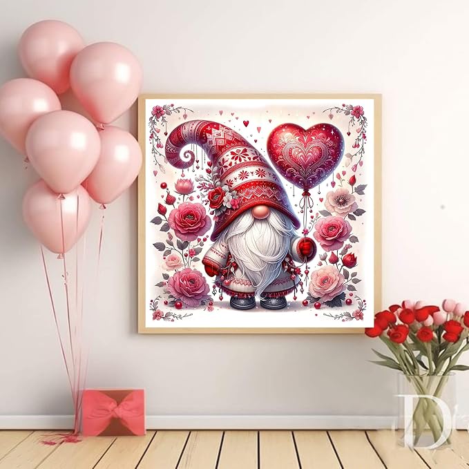 Valentine Diamond Art Kits for Adults, Full Drill Gnome Diamond Painting Kits - Image 2