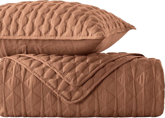 WDCOZY Burnt Orange Oversized California Cal King Size Quilt Bedding Sets - Image 9