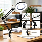 10X Magnifying Glass with Light and Clamp, Magnifier with Light Hands Free3 - Image 4