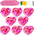 32 Sets Valentines Day Heart Suncatchers Craft Kit DIY Window Stained Glass by Lonfliness