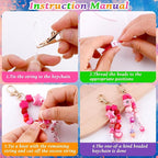 TOHONGADON 618 Pcs Bead Keychain Kit, Colorful Bag Charm Kit - Image 3