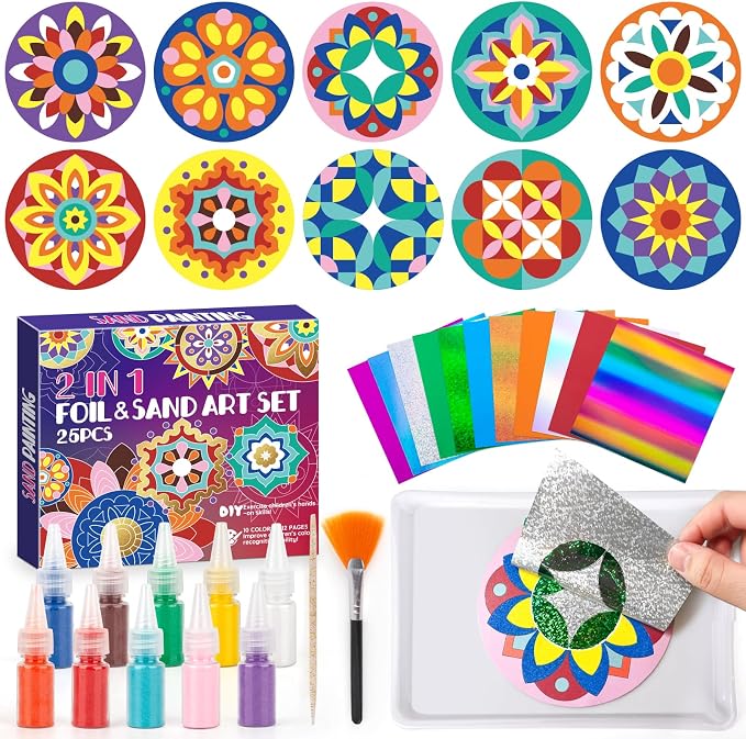 Foil Fun & Sand Art Kit for Kids, 2 in 1 Mandala Foil Arts and Sand Painting by Unknown