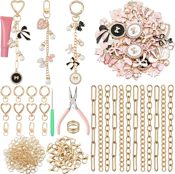 VioraWhite 457 Pcs Butterfly Charms Lip Gloss Keychain Making Kit, DIY Craft by VioraWhite