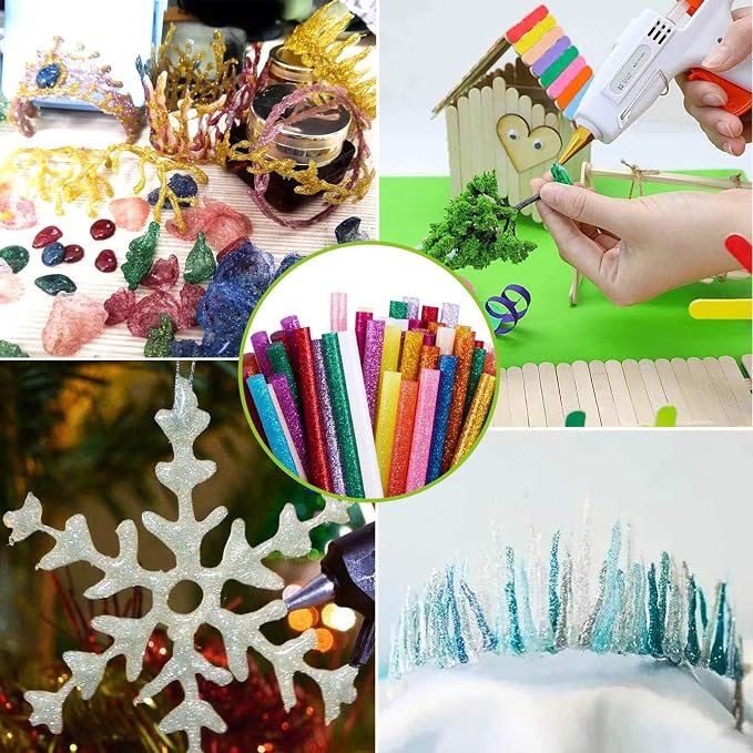52 Pack Mini Glitter Color Hot Glue Sticks 13 Colored, 3.94" Long x 0.28" - Image 6