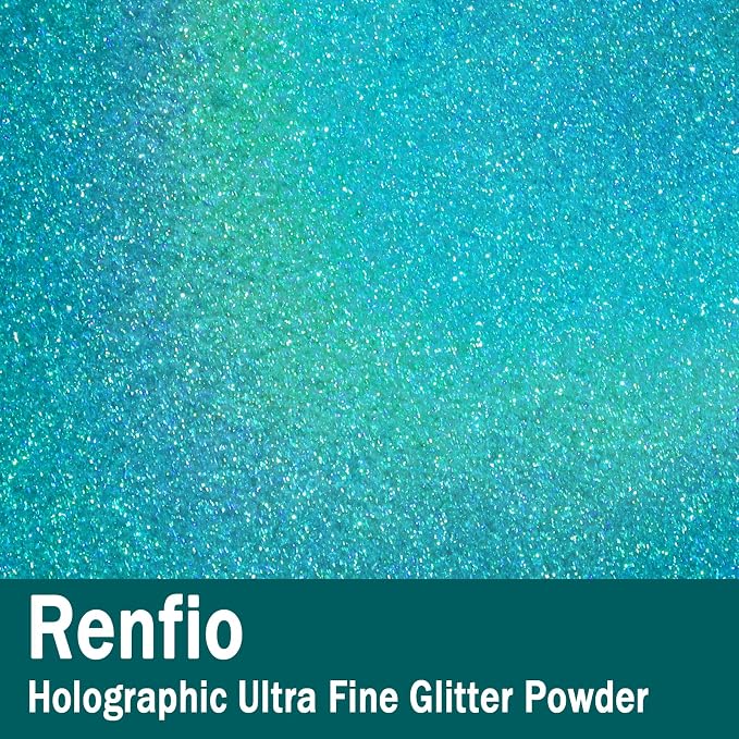 Renfio Holographic Ultra Fine Glitter Powder Metallic Resin Glitter 2.11 Oz PET - Image 2