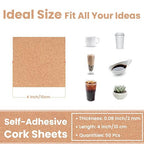 Self-Adhesive Cork Sheets for DIY Coasters, 4 Inch Square, Square Backing Cork - Image 2