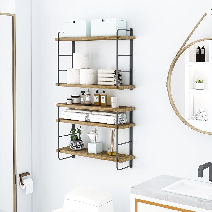 MXCSE Wall Shelves, Wall Mounted Floating Bookshelves, DIY Wood Hanging Shelves - Image 2