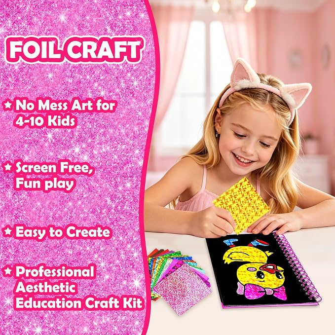 FUNNYB&G Foil Art Craft Kit for Girls 4-10 Years Old: Mess-Free & No-Glue - Image 3
